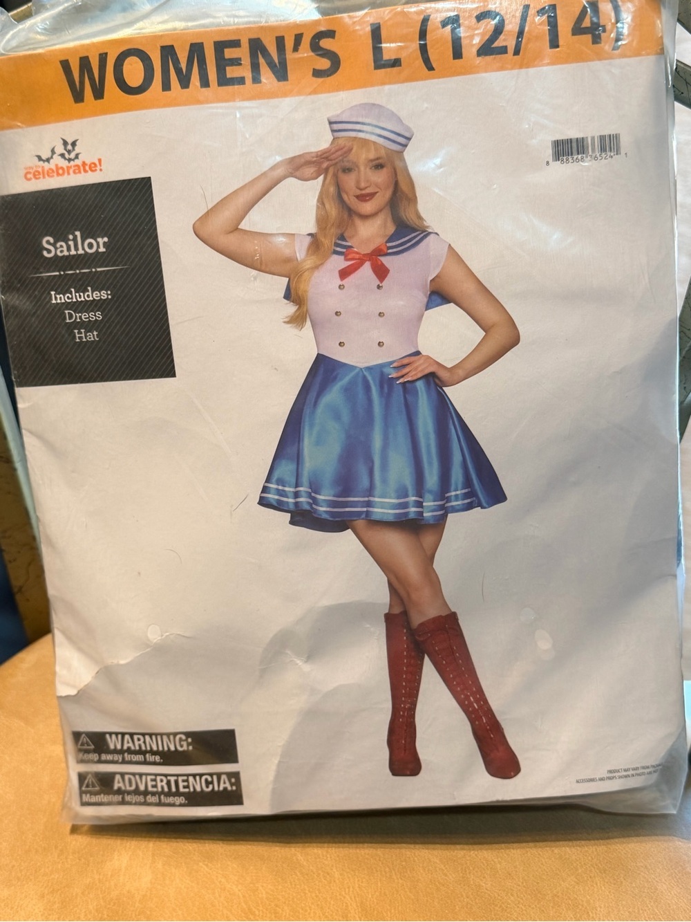 Celebrate! Women's Blue Sailor Halloween Costume with Hat - Blue & White